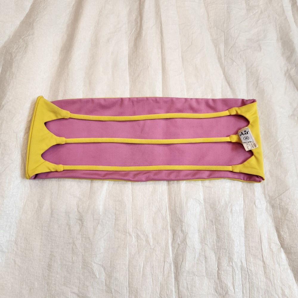 Acacia Swimwear Air Bikini Top M Yellow Pink Strappy Bandeau Swim Reversible
